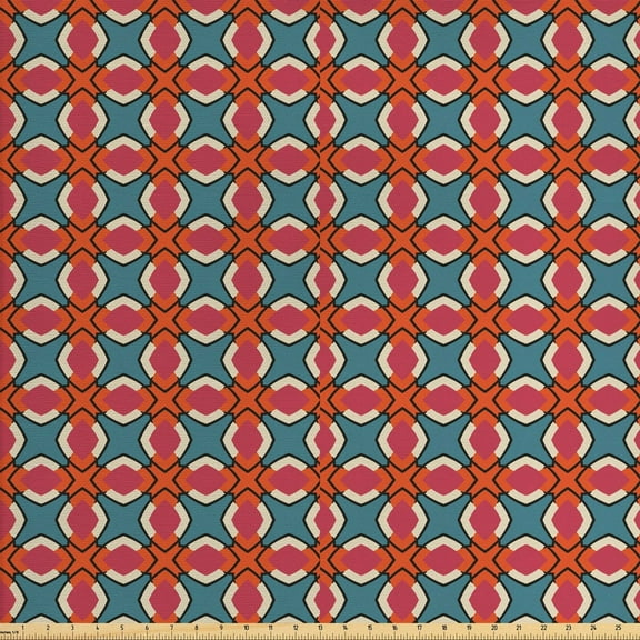 Retro Sofa Upholstery Fabric by the Yard, Illustrated Mosaic Tiles with Star Like Shapes Abstract Warm Tone Composition, Decorative Fabric for DIY & Home Accents, 5 Yards, Multicolor by Ambesonne