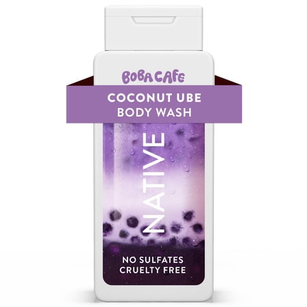 Native Body Wash, Limited Edition Coconut Ube, Sulfate Free Body Wash for Women & Men, Boba Café, 18 fl oz