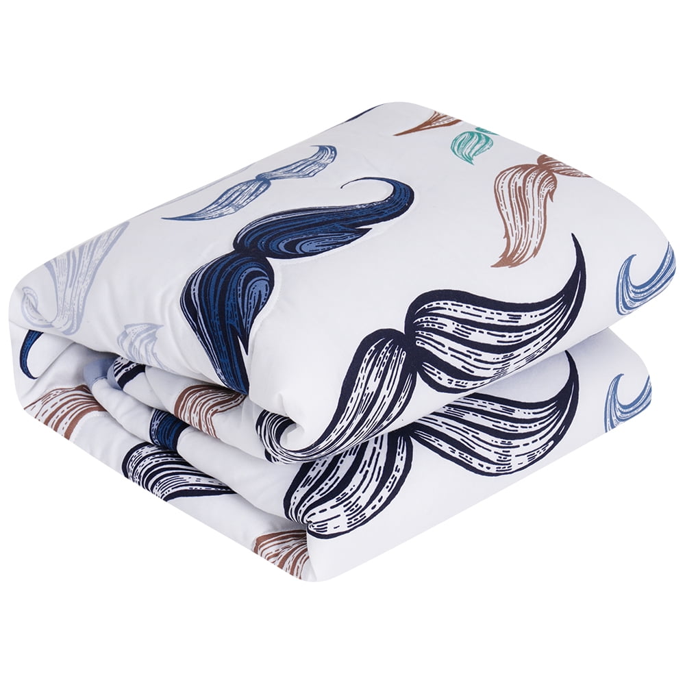 Boho Little Man Mustache, Premium, 100% Organic Cotton 4-piece Baby Boy Nursery Bedding Crib set | Baby Comforter | 2 X Fitted Crib Sheets | Crib Skirt (White, Teal, Black, Brown, Blue)