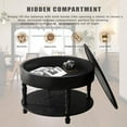 thumbnail image 6 of 2 Tier Coffee Table with Dual Storage, Round Solid Wood Coffee Table with Hidden Compartment & Adjustable Leveling Feet, for Small Space Living Room, Black, 6 of 7
