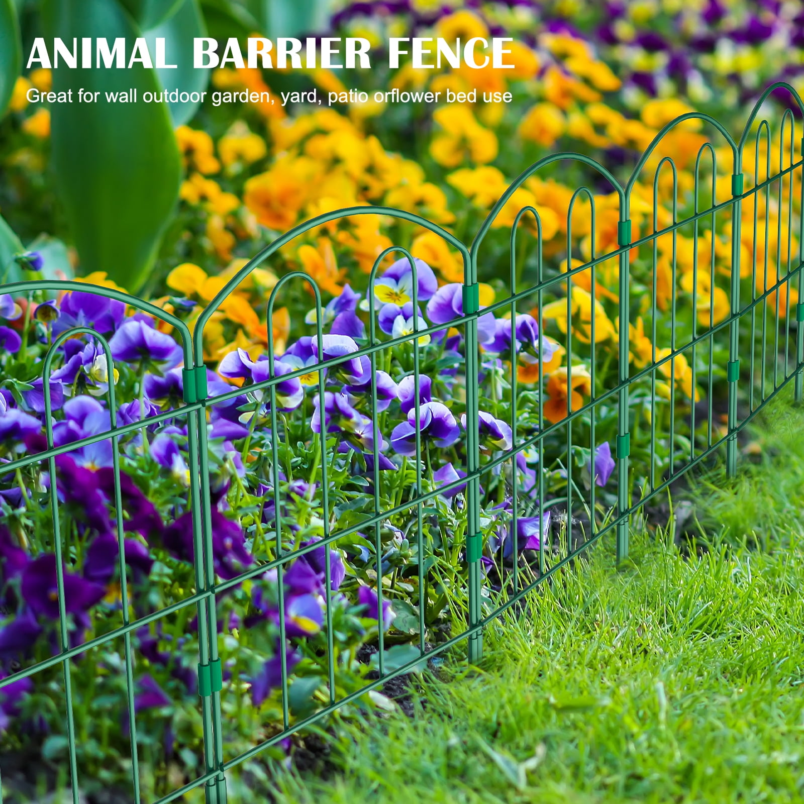 Decorative Garden Fence Border Outdoor Green No digging Temporary Iron Wire Flowers Fence Plate Rust Prevention Metal Folding Garden Fence Suitable for patio