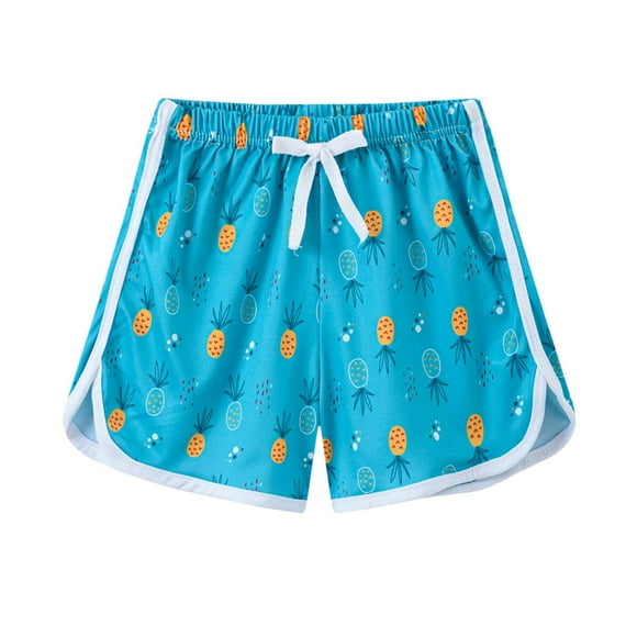LSLJS Summer Children's Casual Sports Printed Shorts In The Big Children's Rubber Waist Beach Pants, Summer Savings Clearance( 6-7 Years, Blue )