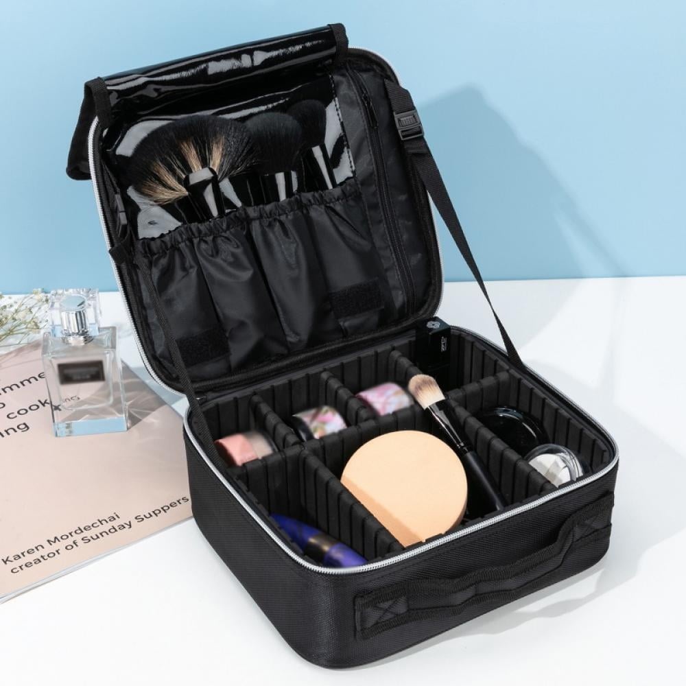 Amazon.com : Relavel Travel Makeup Train Case Makeup Cosmetic Case  Organizer Portable Artist Storage Bag with Adjustable Dividers for Cosmetics  Makeup Brushes Toiletry Jewelry Digital Accessories Black : Beauty &  Personal Care