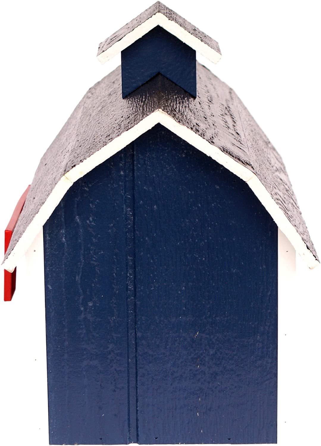 Amish-Made Deluxe Wooden Mailbox, Dutch Barn Style Navy Blue with White Trim