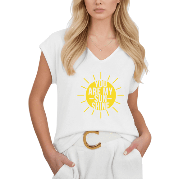Cozymy Women V-Neck Sleeveless T-Shirt Retro You Are My Sunshine Sun Graphic Casual Summer Plus Size Sleeveless Tee S-5XL