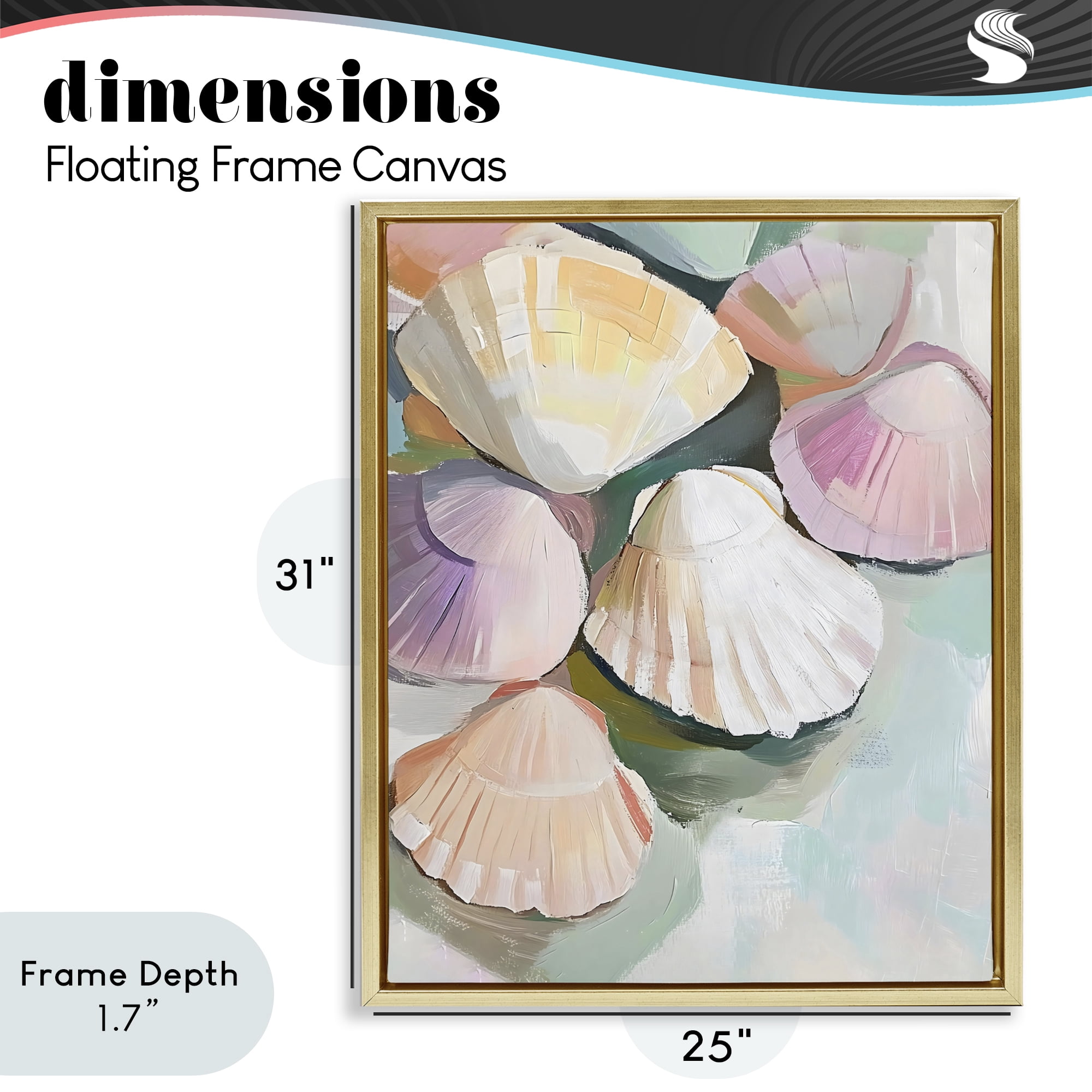 Stupell Industries Pink Seashells Marine Collection Gold Framed Floater Canvas Wall Art, design by The Prints Vibe