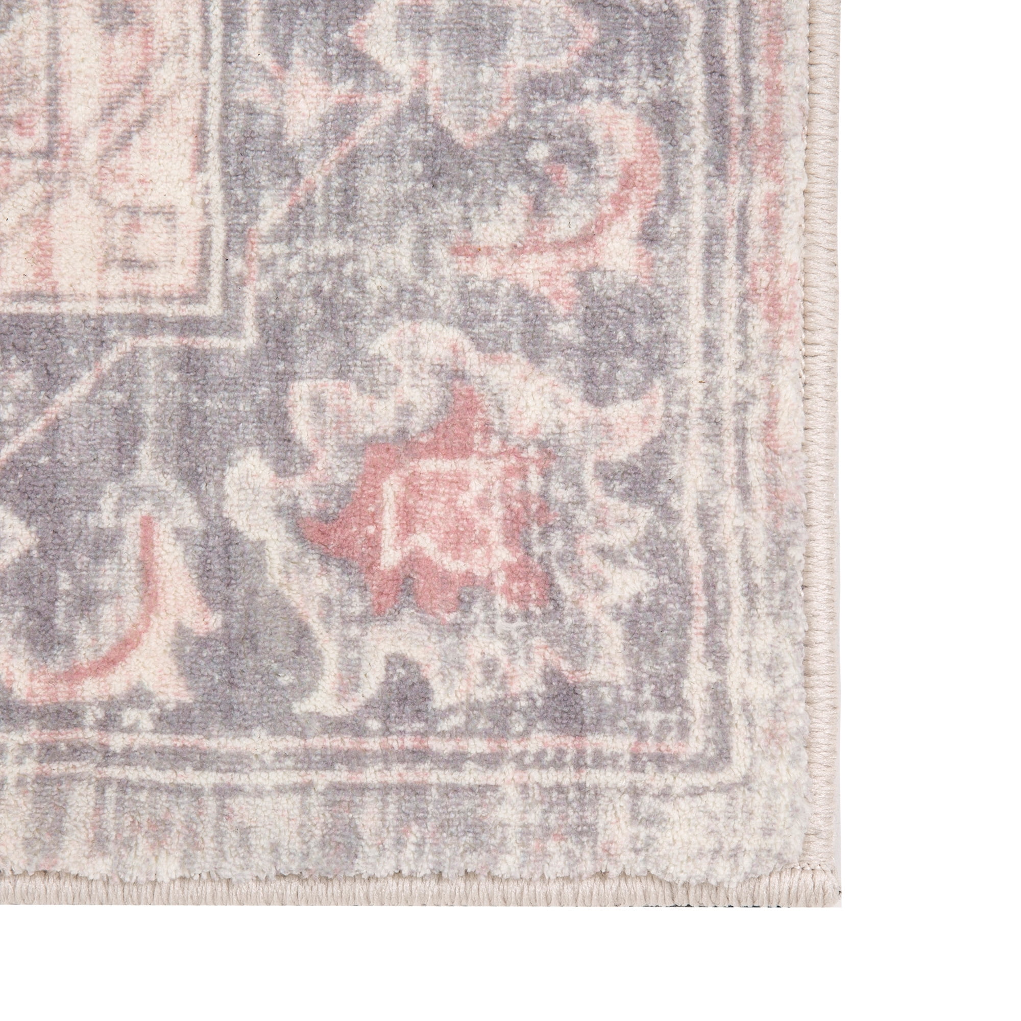Levtex Home - Heritage Traditional - Rug/Carpet - 5 x 7 (60in. X 84in.) - Salmon, Pink, Grey and Cream - 100% Polyester - Woven Fabric Backing - Bedroom, Playroom, Family Room or Kids' Room