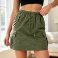 thumbnail image 5 of XIAOCHA Multi-Pocket Cargo Skirt for Women Elastic Waist Summer Casual Mini Skort, 5 of 6