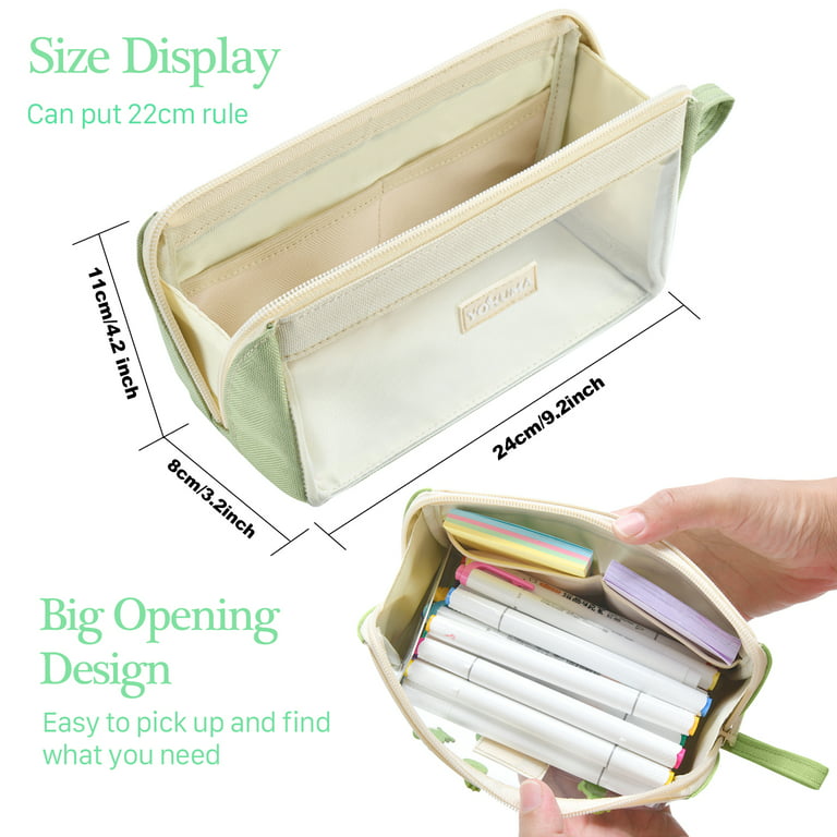  180° Pencil Case Clear Large Capacity Big Pencil Pouch with  Compartments Pen Bag Box Holder Organizer Simple Storage Aesthetic  Stationery Cosmetic for Adults Men Women Office Essentials (Blue) : Office  Products