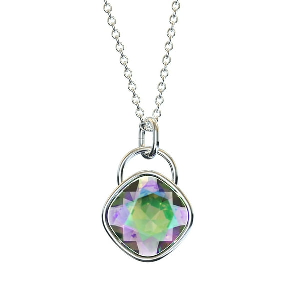 Collar para Mujer con Cristal Swarovski en forma de Rombo– Bañado en Rodio- Collar Elegante y Brillante-Collares de Mujer de Moda- Joyería para Mujer de Moda- Regalo especial Ortiz Espinosa Temporada