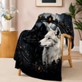 thumbnail image 2 of SPXUBZ Wolf Animal Flannel Fleece Blanket Wildlife Forest Throw Blanket Black White Wolf Design Soft Cozy Blanket for Bedroom Sofa 50"x40", 2 of 5