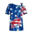 thumbnail image 5 of Ichuanyi Womens Shirts , Off Shoulder Women Fashion Loose Blouse Star Stripe Independence Day Printed T-Shirt, 5 of 5