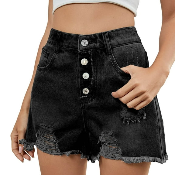 NAFUU Womens Summer Jean Shorts Womens Denim Shorts Stretchy High Waisted Casual Jean Shorts Trendy Ripped Loose Fit Hot Short Jeans Casual Beach Shorts