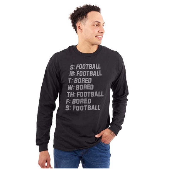 Bored Football Sport Schedule Men's Big & Tall Long Sleeve Graphic Tee Brisco Brands 2X