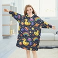 thumbnail image 5 of Dailycode Wearable Blanket Hoodie Oversized Sherpa Flannel Blankets with Pocket for 3-14 Year Old Duck in Space, 5 of 7