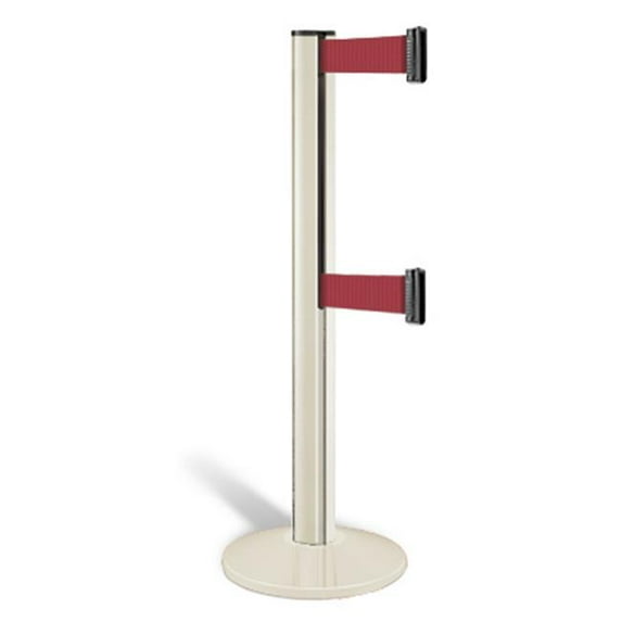 Lavi Industries 50-3100DL-SS-BY Double-Belted Crowd Control Post, 13 ft. Burgundy