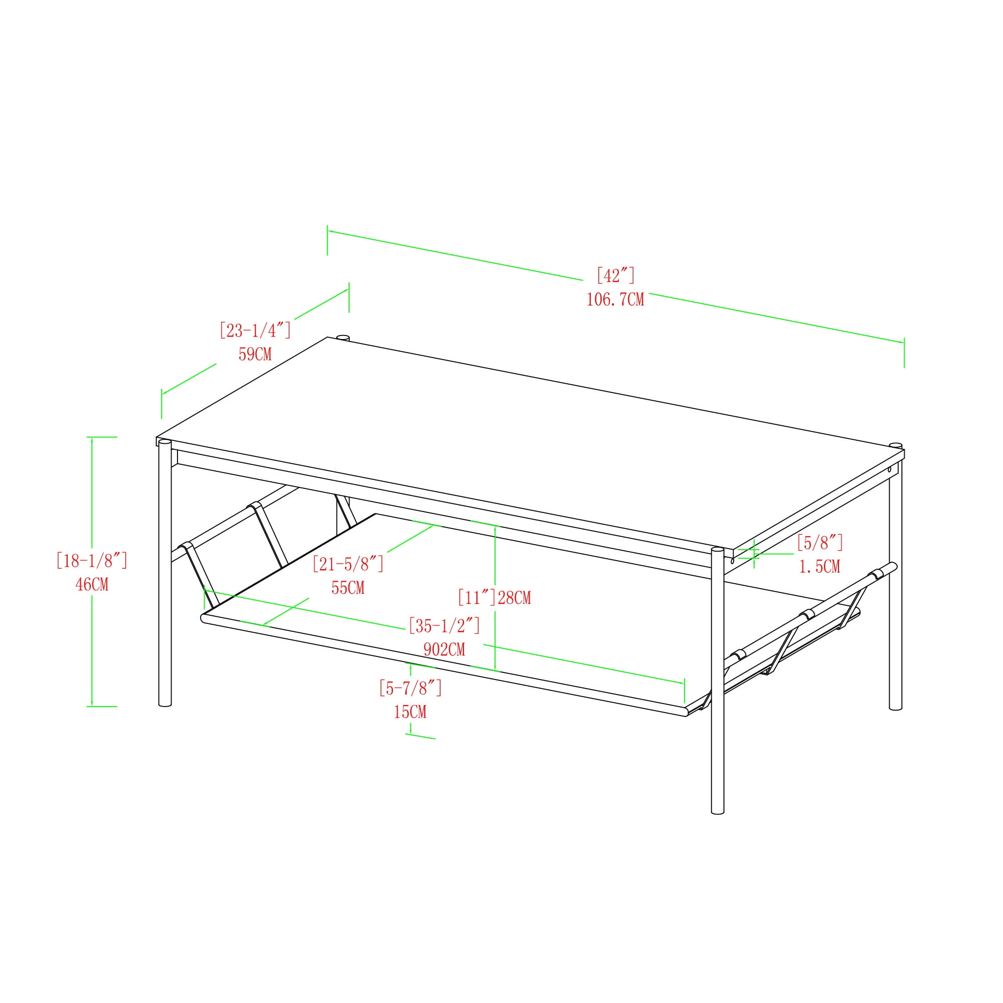 Manor Park Modern Coffee Table with Removable Shelf, Dark Walnut