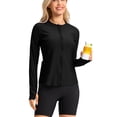 thumbnail image 3 of Hilenly Women's Long Sleeve Rash Guard UV Sun Protection Zip Up Jackets Lightweight Yoga Athletic Jacket with Thumb Hole Pockets, 3 of 9