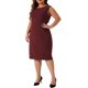 thumbnail image 4 of Conjuntos de trajes de talla grande Agnes Orinda para mujeres, atuendos de dos piezas, blazers, chaqueta y vestido sin mangas, conjuntos de trajes de negocios informales 1X burdeos, 4 of 6