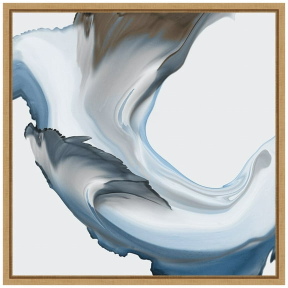 Amanti Art Liquid Blue Motion II Framed Canvas Wall Art Print