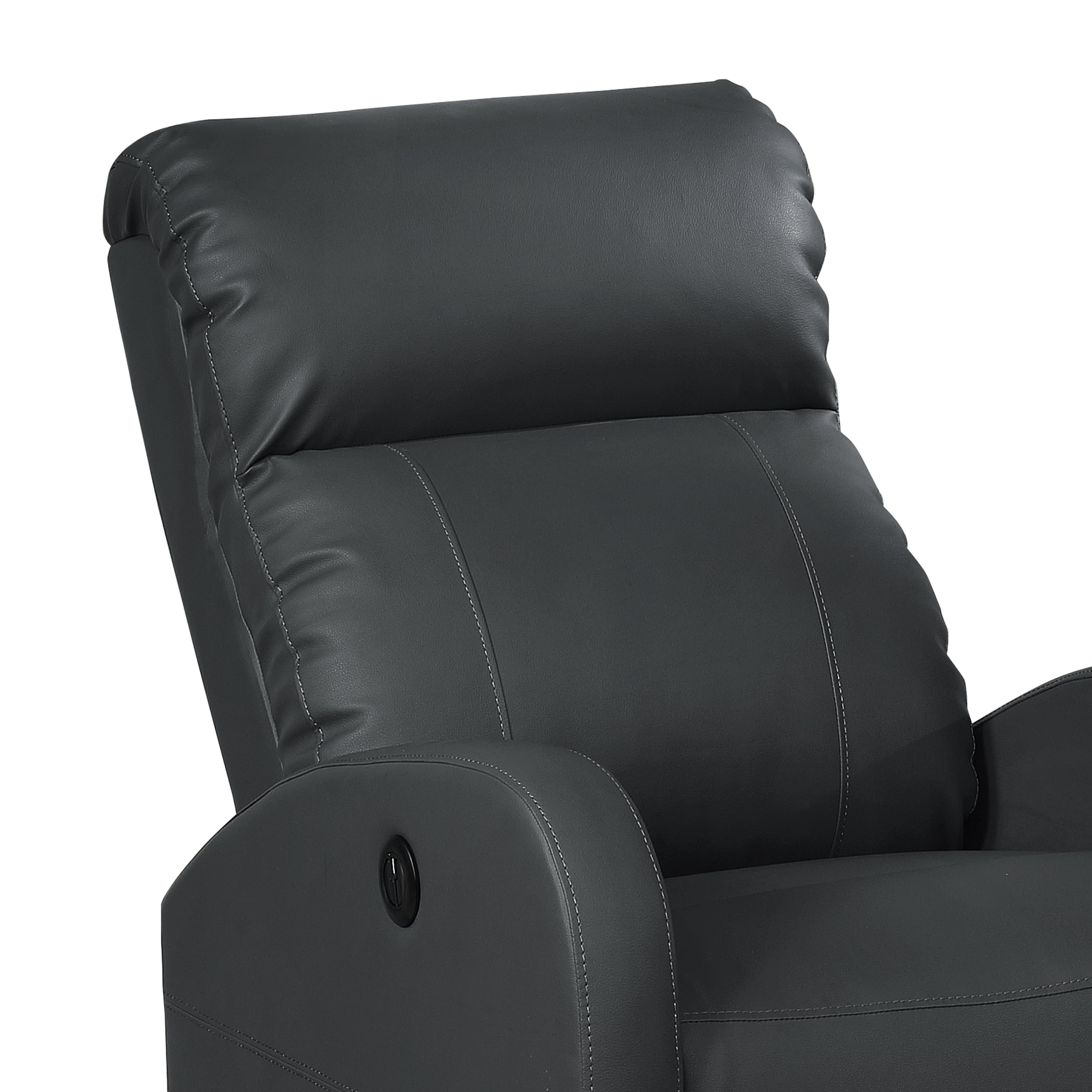 Leather Infused Upholstered Power Reclining Chair with Gentle Lumbar Massage, Black