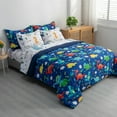 thumbnail image 2 of Wajade Kid Boys Comforter Set 7 Piece Bed in a Bag Bedding Set -3D Blue Dinosaur Wild Park Jungle Print Bedding Set with Comforter, Sheet Set, Pillowcase and Sham, Twin Size, 2 of 6