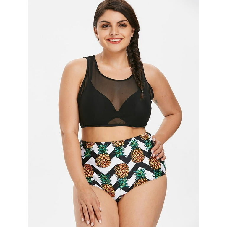 High waisted pineapple swimsuit sale