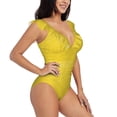 thumbnail image 5 of Picia Yellow Glitter Blooming Jelly Womens Tummy Control Bathing Suits Slimming Ruffle Swimsuit One Piece Lace Swimwear-, 5 of 8