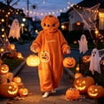 thumbnail image 6 of Cute Pumpkin Onesie Teen Halloween Funny Hooded Jumpsuit Pajamas Loungewear | Pumpkin Pajamas Kids Oversized One Piece Jumpsuit Halloween Costume Cozy Home Loungewear, Orange Kids - 14, 6 of 7