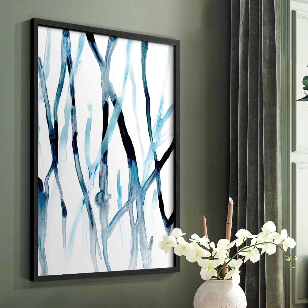 Runnel II Framed Print in Black Solid Wood Framed Print No Nail Hanging