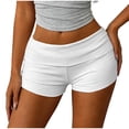 thumbnail image 3 of Cutuoiiu Women's Casual Solid Color Foldover Waist Shorts High Waist Stretchy with Pockets Summer Workout Daily Wear, 3 of 5