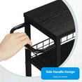 thumbnail image 6 of Slim Storage Cart Kitchen Rolling Utility Cart on Wheels 4 Tier Mobile Narrow Cart with Wood and Metal Handle Slide Out Storage Shelving Unit Cart for Kitchen Living Room Small Places Black, 6 of 7