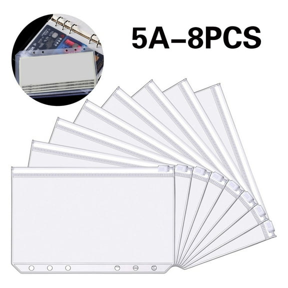BNNG A5 8PCS Clear Plastic Zip Envelopes Letter File Document Paper Folder Case Plastic Envelope Poly Zip Envelop Plastic Envelopes Files Zipper Folders, for School Office Supplies