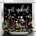thumbnail image 4 of Mizhona Black Shower Curtain Colorful Floral Get Naked for Bathroom Waterproof Washable Modern Decor with Hooks 60"x72", 4 of 6
