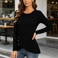 thumbnail image 4 of Kychelot Plus Size Tops for Women Long Sleeve Crew Neck Side Button Knitted Tops Fitted Trendy Tunic Tops, 4 of 8