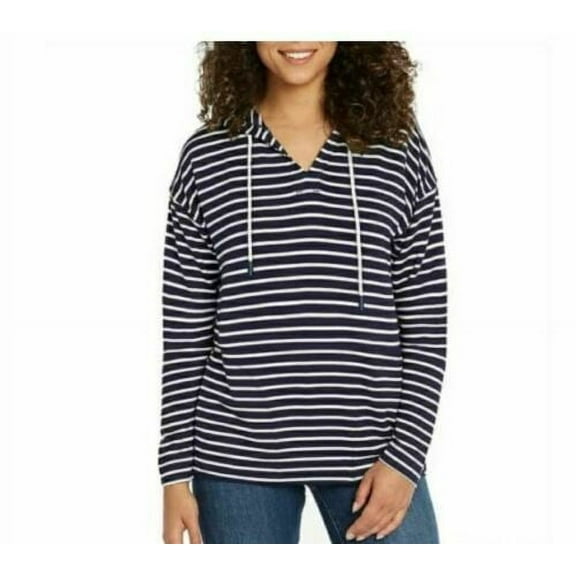 Buffalo David Bitton Knit Women Size X-Small, Knit Hoodie, Navy-White Stripe