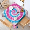 thumbnail image 2 of Pink Blue Tie Dye Spiral Square Tablecloth,Waterproof Square Table Cover,Wipeable Spillproof Washable Table Cover for Home Kitchen Party Decor 42"X42"(107x107cm), 2 of 6
