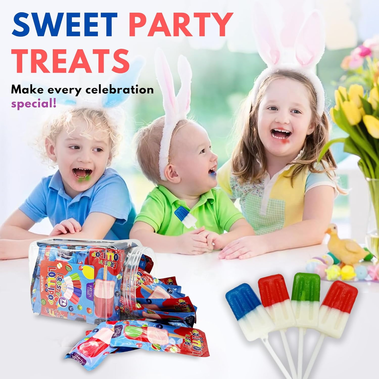 Fresh Finest Bulk Candy, Multicolor Popsicle-Shaped Lollipops