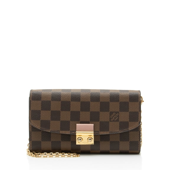 Pre-Owned Louis Vuitton Damier Ebene Croisette Chain Wallet