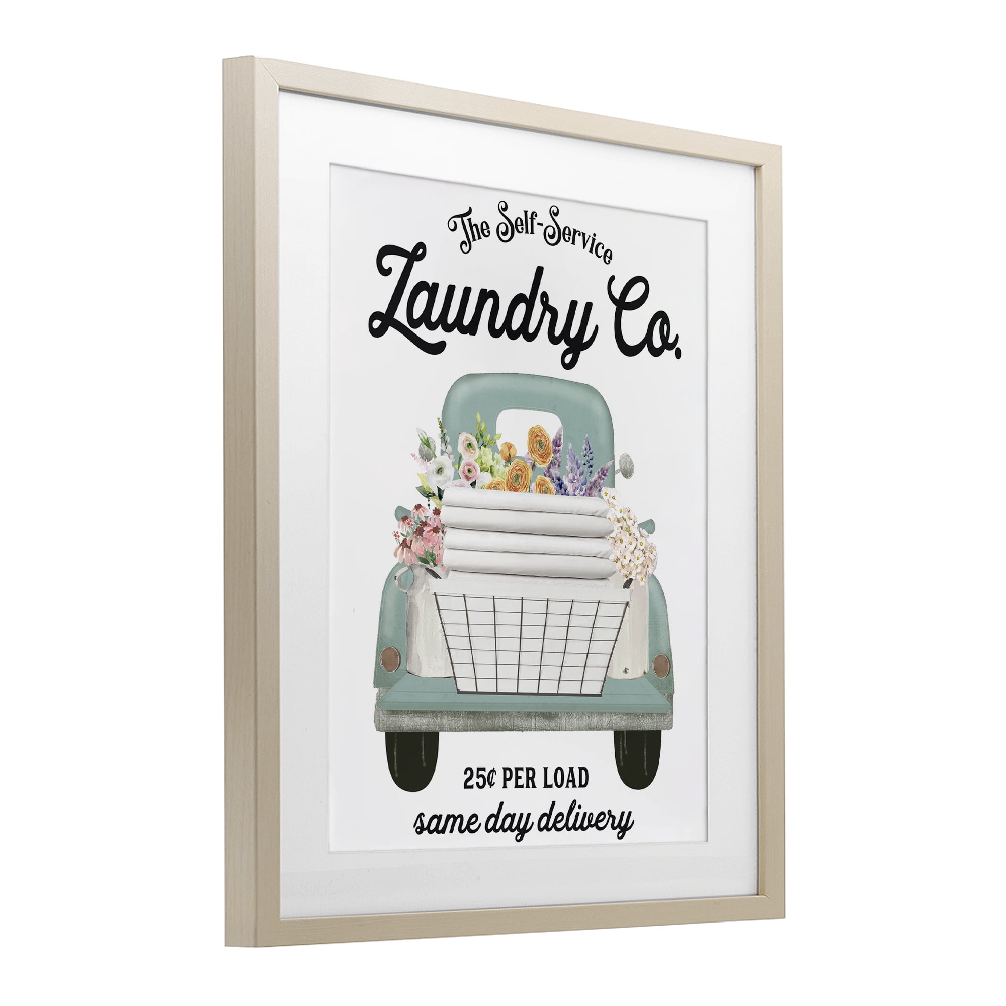 Laundry Delivery Truck Birch Framed Print Under Glass, design by Lettered and Lined
