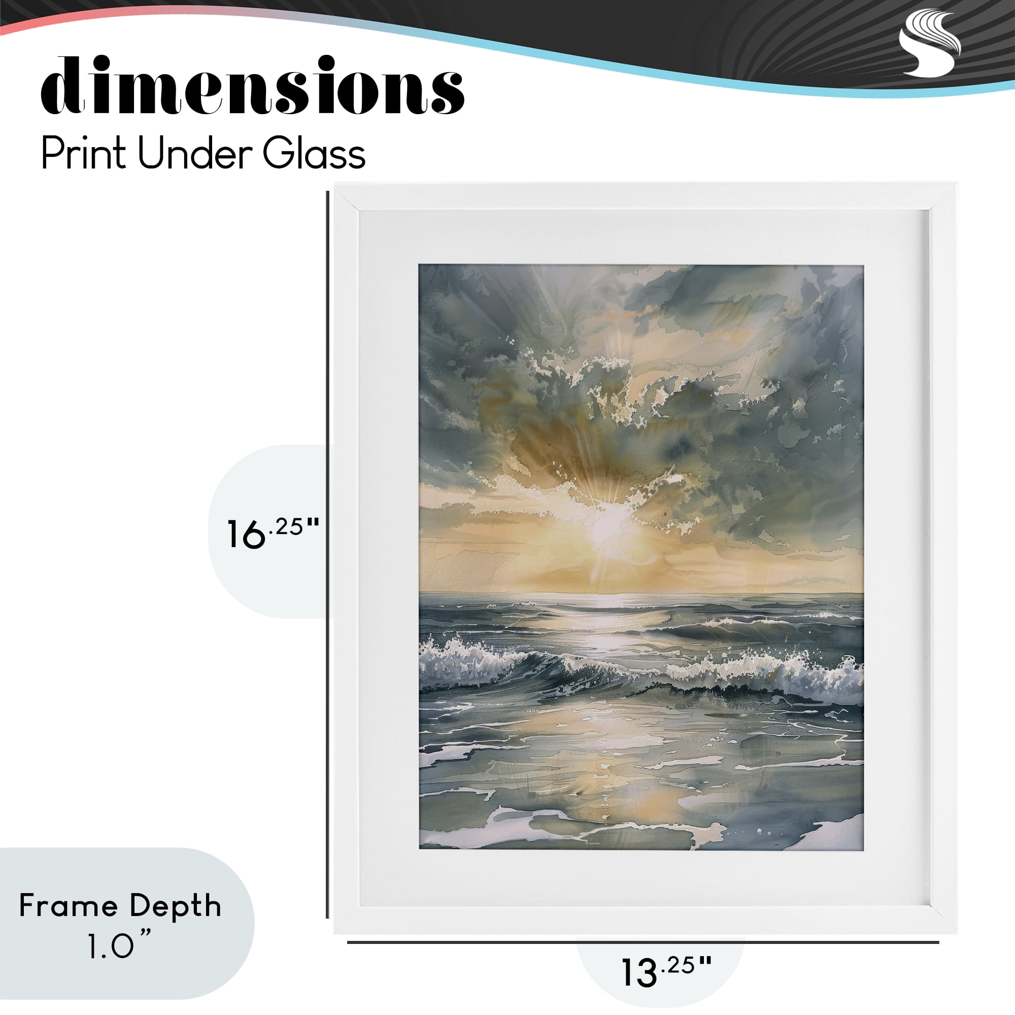 Stupell Industries Sunlit Waves Golden Reflection White Framed Print Under Glass, design by Petal Prints Design