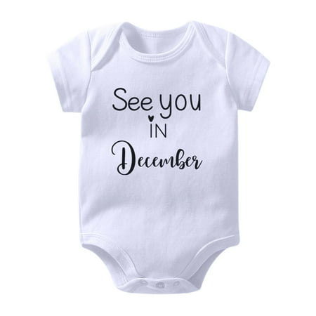 

Borniu Baby Girls Boys Romper Toddler Short Sleeve Onesies Letter Printed T-Shirt Jumpsuit 0-24 Months