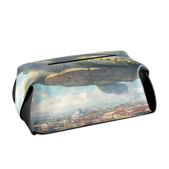 BZSMCE Leatehr Tissue Holders Cute Turtle Castle in The Sky Pattern Tissue box