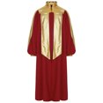 thumbnail image 3 of iiniim  Kids Girls Graduation Gown Color Block Stand Collar Long Sleeve Zipper Robe Dress Burgundy 16, 3 of 7