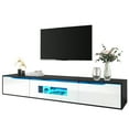 thumbnail image 1 of Homy Casa High-Gloss TV Stand with Color-Changing LED, White & Black, 1 of 12