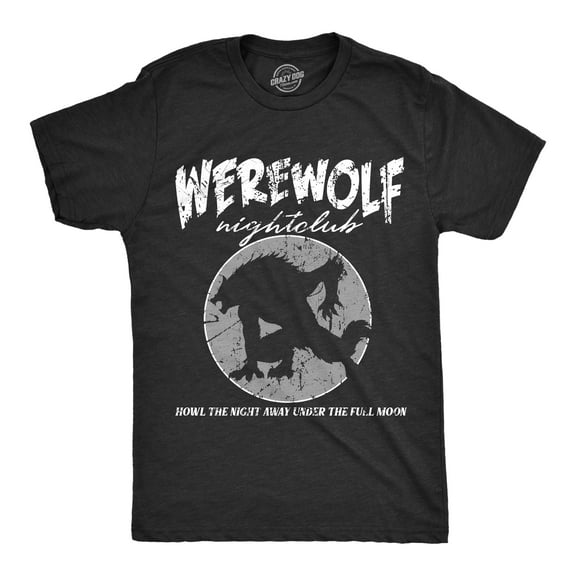 Mens Werewolf Nightclub T Shirt Funny Spooky Halloween Party Joke Tee for Guys Graphic Tees
