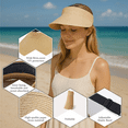 thumbnail image 4 of Sun Hats for Women, Foldable Floppy Straw Sun Visor Hats, Ponytail Beach Hats for Women, Wide Brim Breathable Summer Outdoor Hat, Off-White, 4 of 7