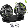 thumbnail image 1 of Auto Kfz Lfter Auto Ventilator Mit 3 Geschwindigkeiten Doppellfter Bereich 360 Grad-drehung Einstellbar Ventilator Haus Bro - Schwarz Fr Alle Familien, 1 of 5