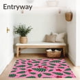 thumbnail image 3 of ODIKA 3'x5' Machine Washable Non-Slip Area Rug, Merry Evergreen Foliage Featuring Joyful and Berry Details High Traffic Rug with Pad, Pink, 653638, 3 of 8