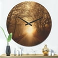 thumbnail image 2 of Designart 'Sunlight Path in Autumn Forest ' Modern Wood Wall Clock, 2 of 5